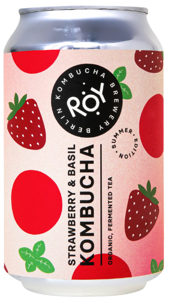Kombučia gėrimas BRAŠKĖ IR BAZILIKAS, ekologiškas ROY KOMBUCHA, 330 ml