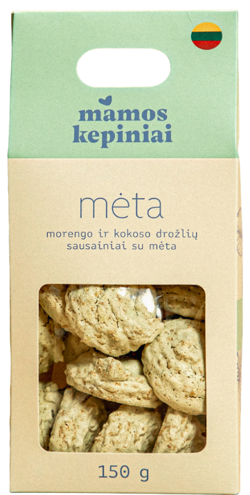 Morengo ir kokoso drožlių sausainiai su mėta MAMOS KEPINIAI, 150 g