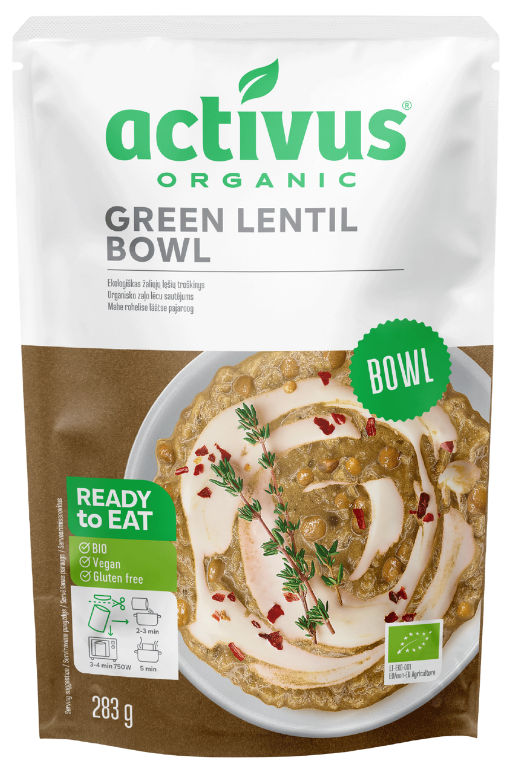 Žaliųjų lęšių troškinys, ekologiškas ACTIVUS, 283 g