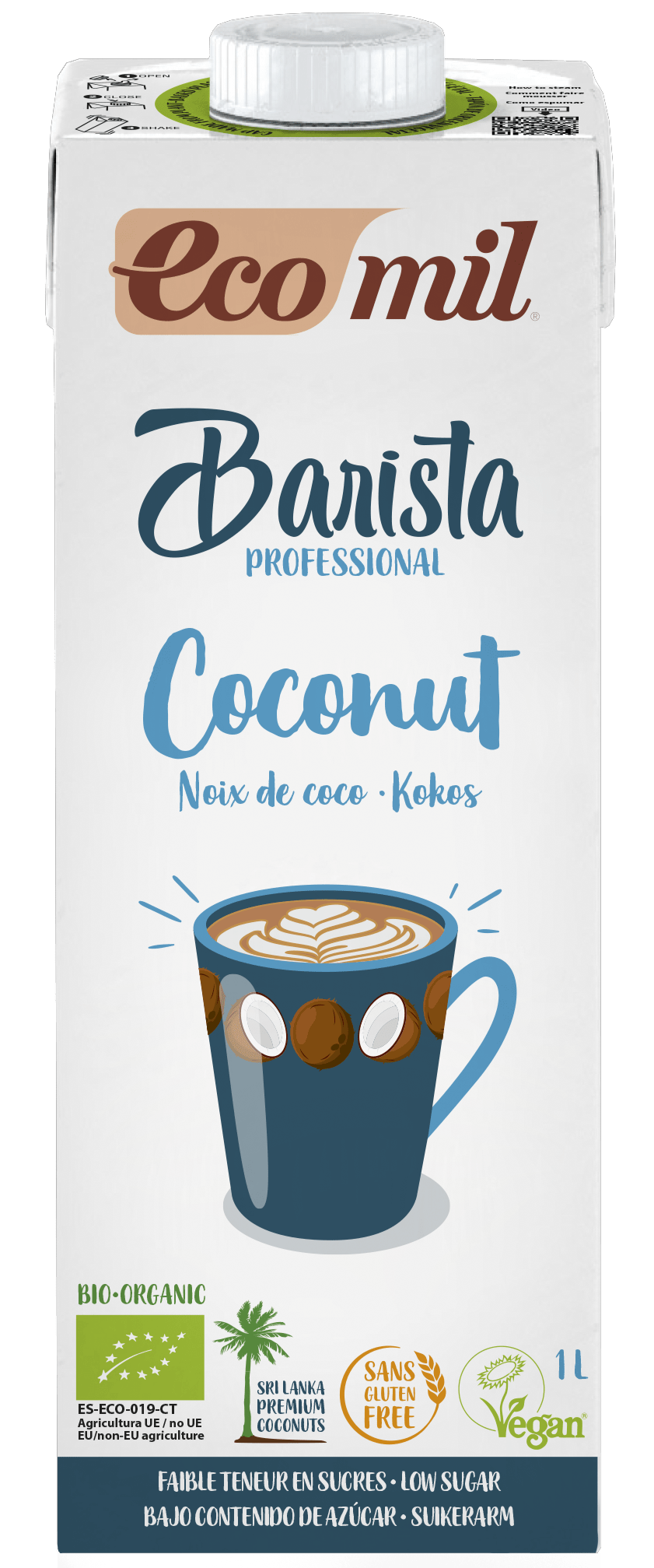 Kokosų gėrimas kavos ruošimui "Barista", ekologiškas ECOMIL, 1 l