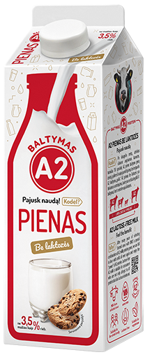Pienas be laktozės A2 ŽEMAITIJOS PIENAS, 900 ml
