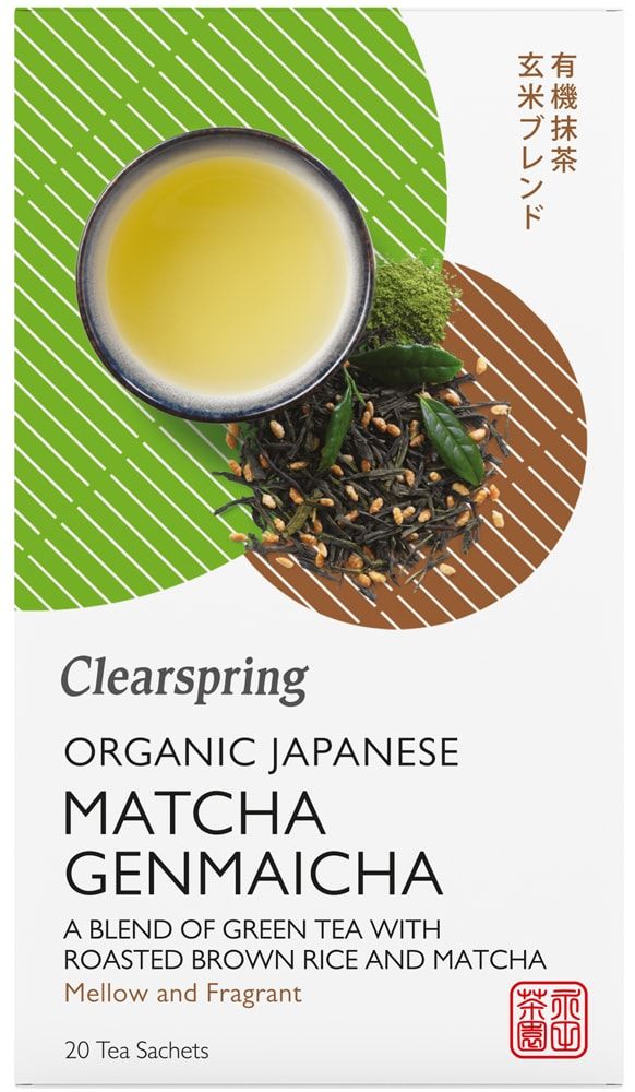 Japoniška žalioji arbata MATCHA GENMAICHA, ekologiška CLEARSPRING