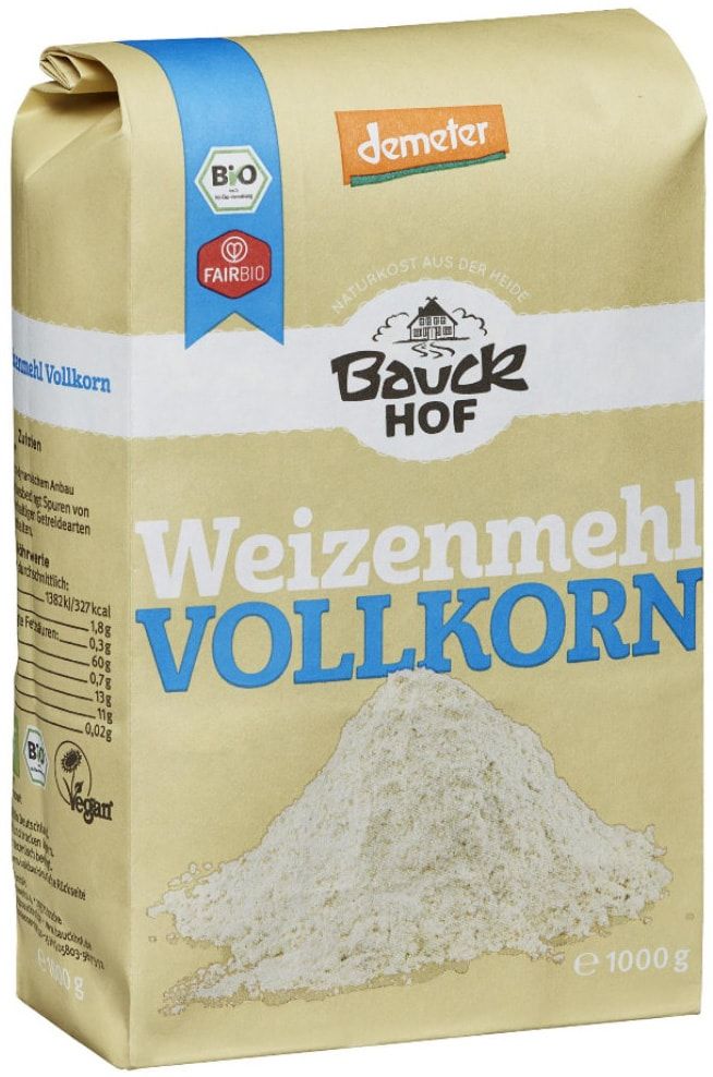 Kvietiniai miltai, pilno grūdo, biodinaminiai BAUCK MÜHLE, 1 kg