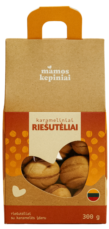 Sausainiai „Riešutėliai“ su karamelės įdaru MAMOS KEPINIAI, 300 g