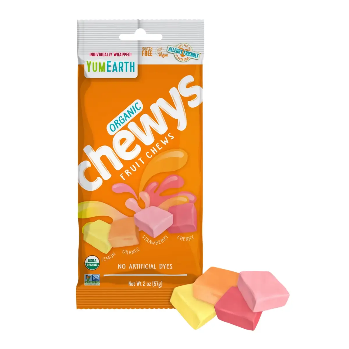 Жевательные конфеты CHEWYS фруктового вкуса YUMEARTH