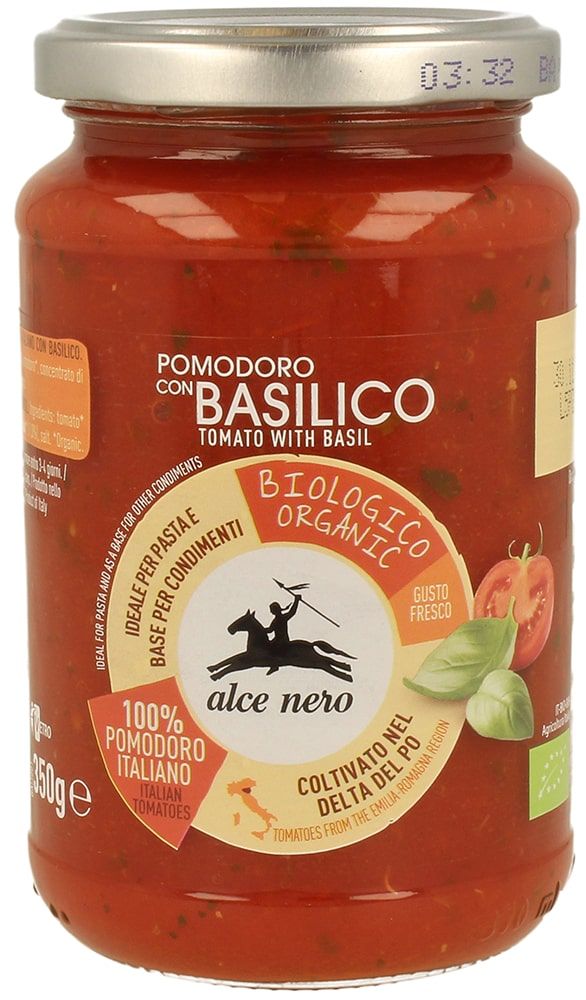 Pomidorų padažas su bazilikais, ekologiškas ALCE NERO, 350 g