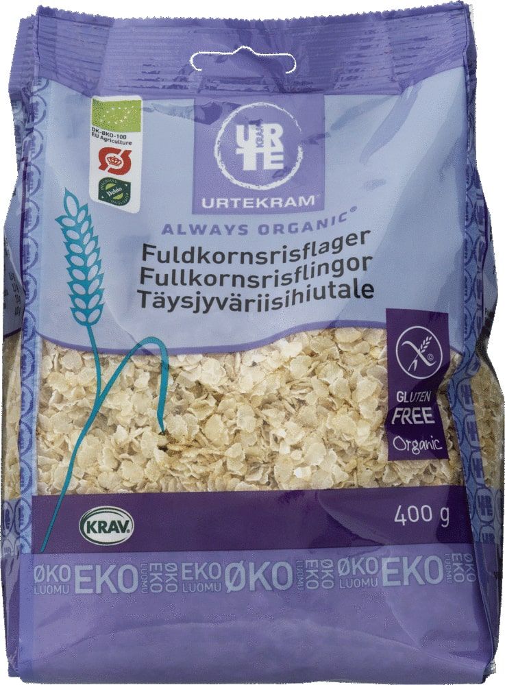Коричневые рисовые хлопья, экологические URTEKRAM, 400 г