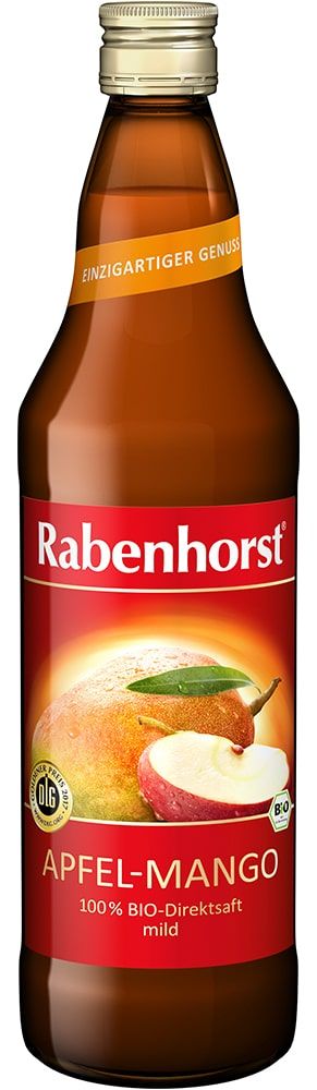 Obuolių ir mangų sultys su minkštimu, ekologiškos RABENHORST, 750 ml