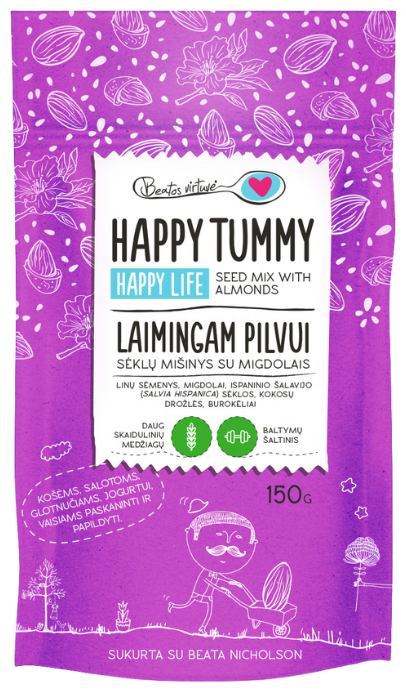 Sėklų mišinys su migdolais „Laimingam pilvui“ BEATOS VIRTUVĖ, 150 g