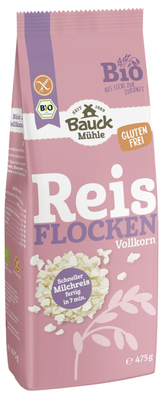 Whole grain rice flakes, organic BAUCK MÜHLE, 475 g