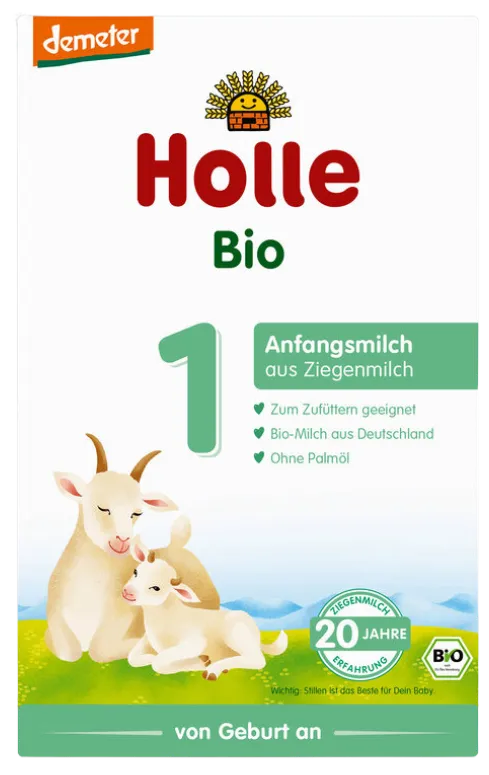Pradinio maitinimo ožkų pieno mišinys kūdikiams nuo gimimo Nr. 1, biodinaminis HOLLE