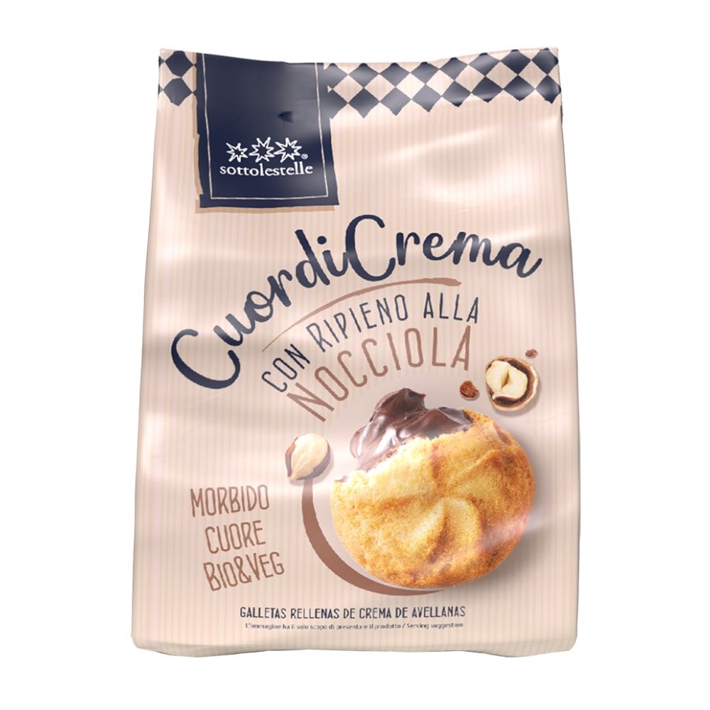 Cookies with hazelnut cream CUOR DI CREMA, organic SOTTOLESTELLE