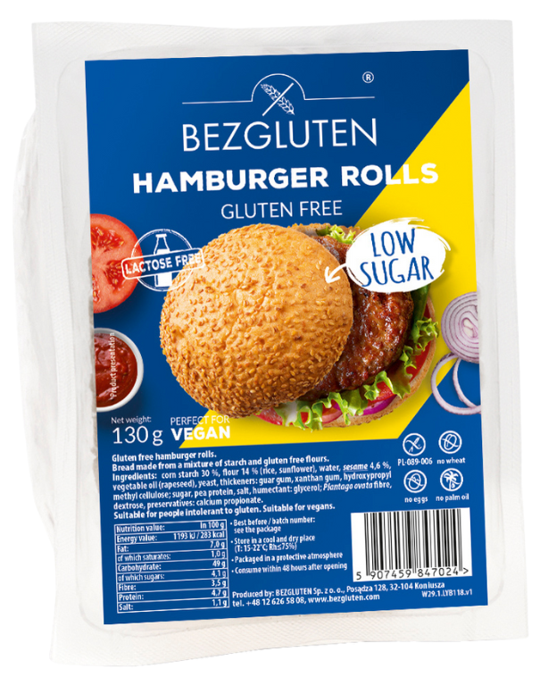 Булочки для бургеров без глютена BEZGLUTEN, 130 г
