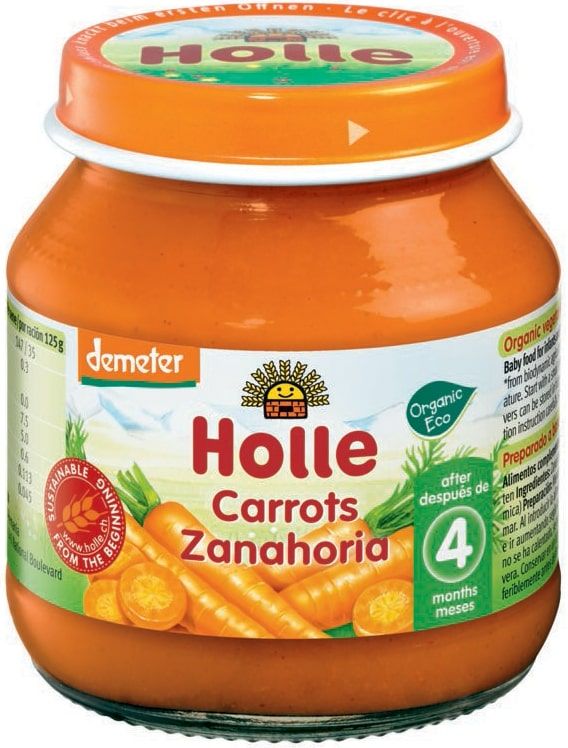 Morkų tyrelė kūdikiams nuo 4 mėn., biodinaminė HOLLE, 125 g