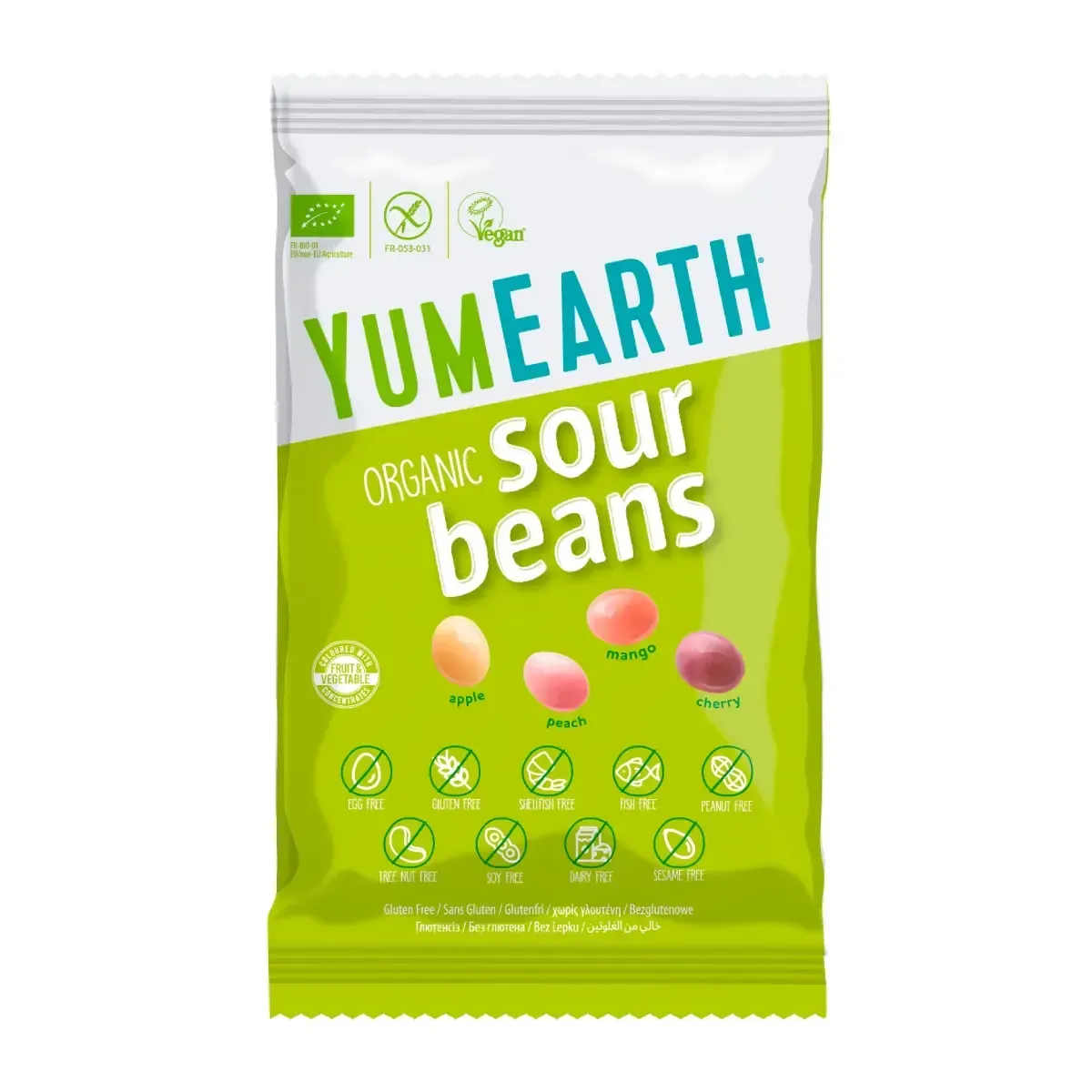 Guminukai vaisiniai SOUR BEANS, ekologiški YUMEARTH