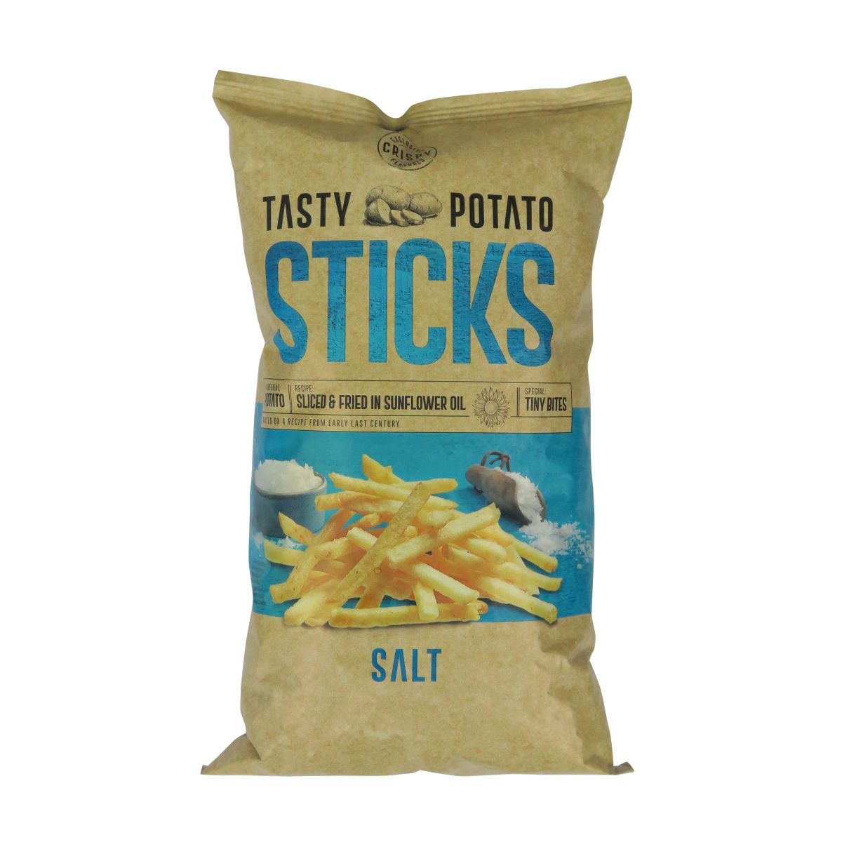 Traškios bulvių lazdelės su druska CRISPY