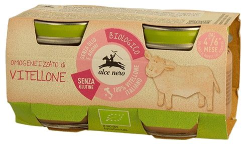 Veršienos tyrelė kūdikiams nuo 4 mėn., ekologiška ALCE NERO, 2 x 80 g