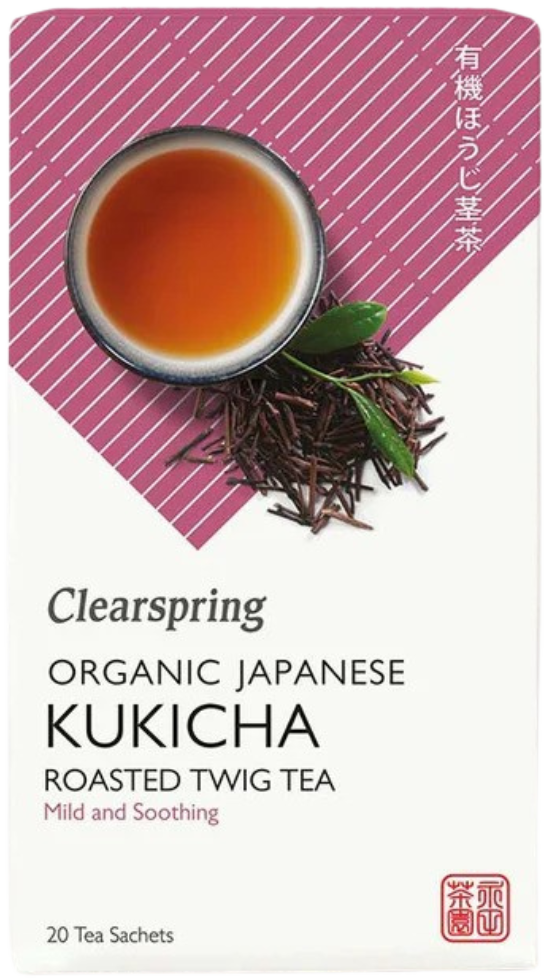Japoniška žalioji arbata KUKICHA, ekologiška CLEARSPRING, 20 pak. (36 g)