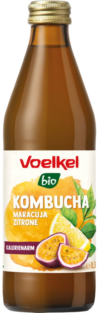 Kombučia gėrimas PASIFLOROS IR CITRINOS, ekologiškas VOELKEL, 330 ml