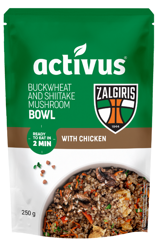 Grikių patiekalas su vištiena ir šitakių grybais ACTIVUS, 250 g