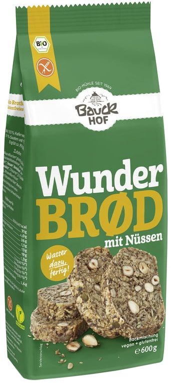 Ruošinys STEBUKLINGA DUONA su riešutais, ekologiškas BAUCK MÜHLE, 600 g