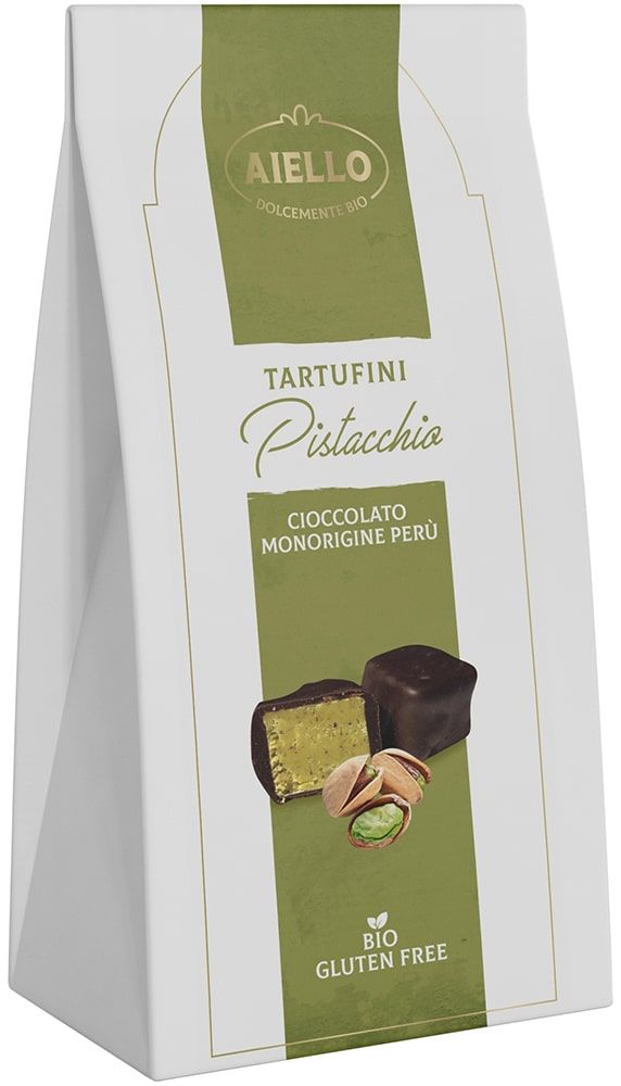Tamsaus šokolado triufeliai su pistacijomis, ekologiški AIELLO, 80 g