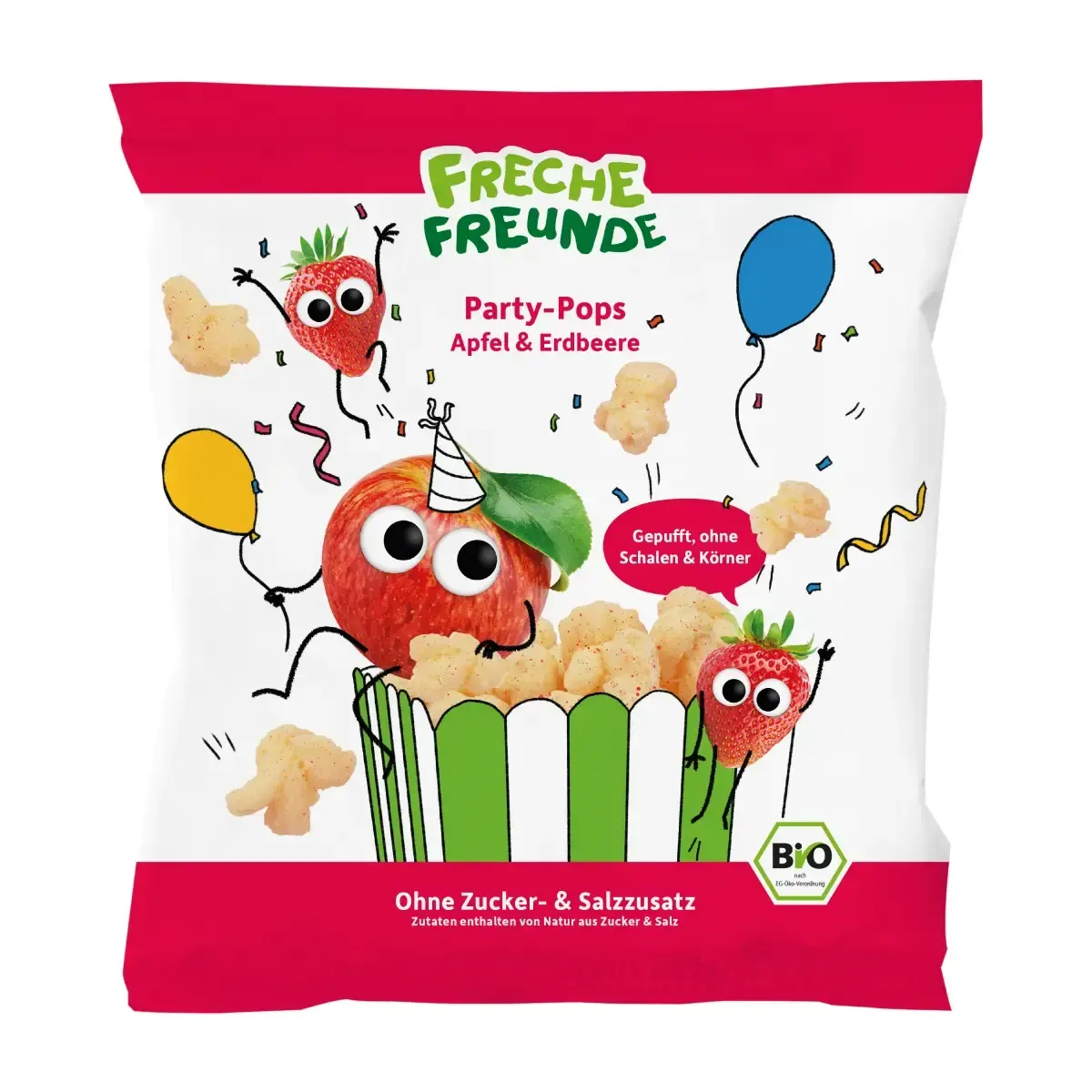 Kukurūzų ir ryžių trapučiai su obuoliais ir braškėmis, nuo 12 mėn. FRECHE FREUNDE