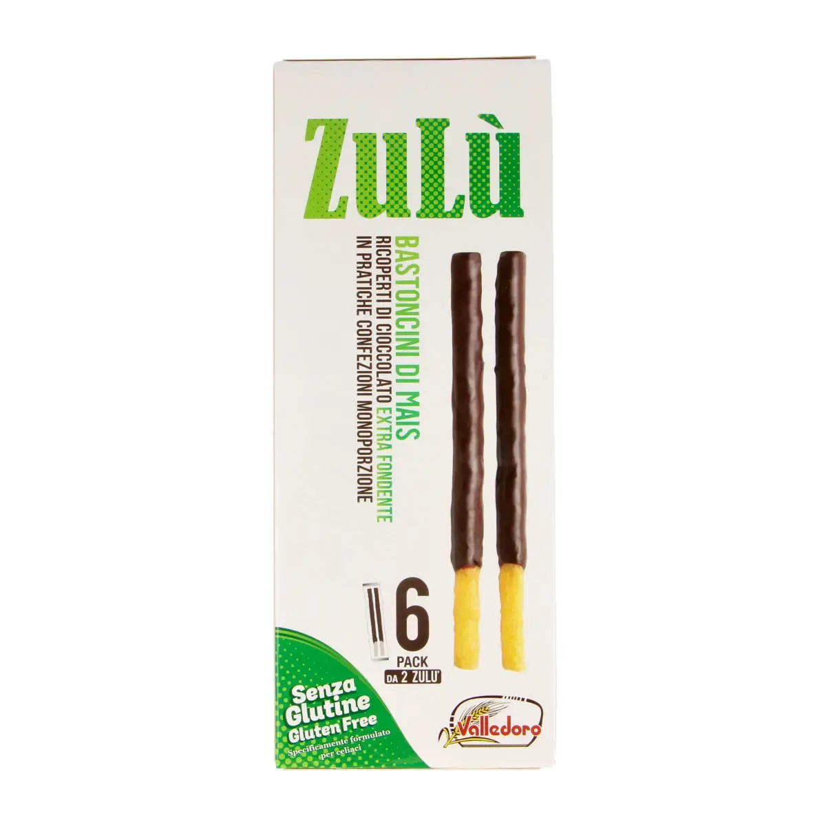 Kukurūzų lazdelės su juoduoju šokoladu ZULU VALLEDORO, 120 g