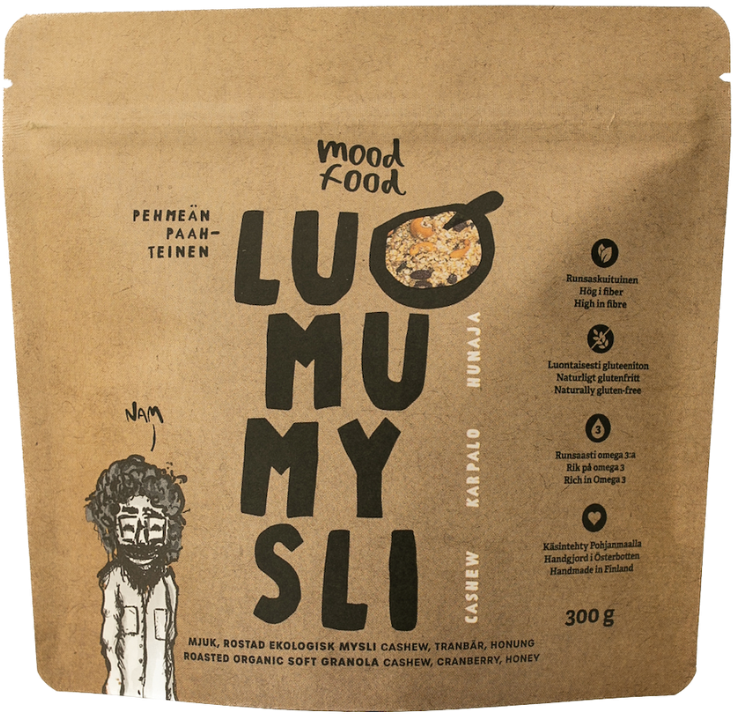 Sausi pusryčiai su anakardžiais, spanguolėmis ir medumi, ekologiški MOOD FOOD, 300 g