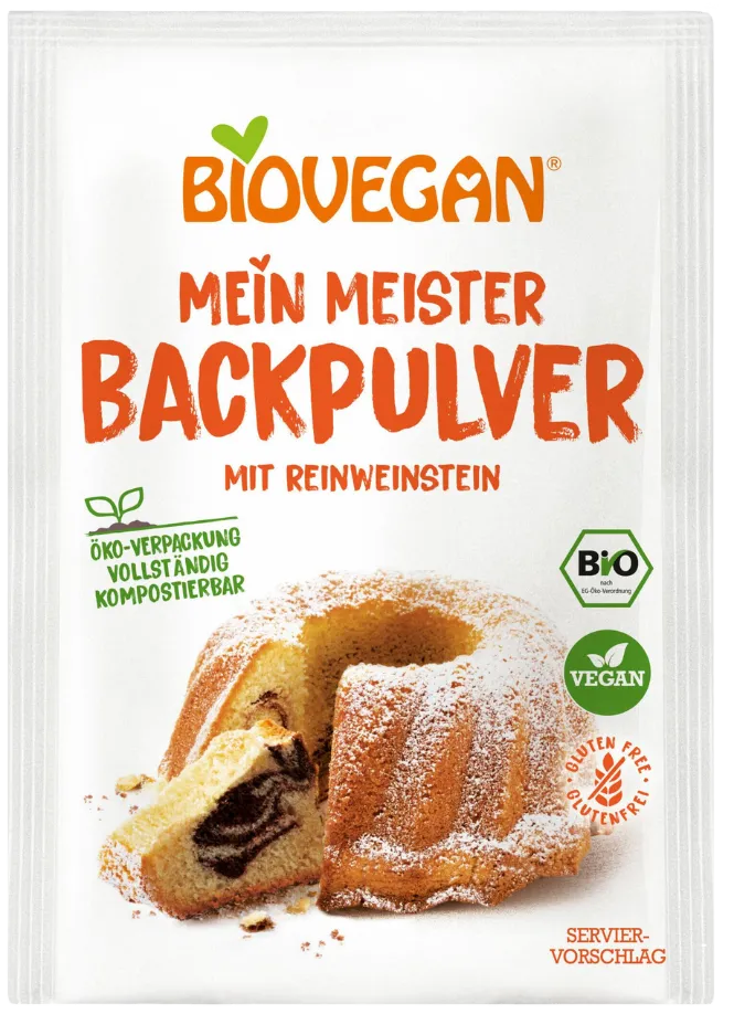 Kepimo milteliai su vynakmeniu, ekologiški BIOVEGAN, 3 x 17 g