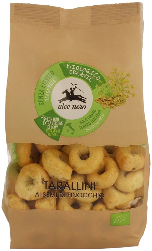 Krekeriai TARALLINI su pankolių sėklomis ir alyvuogių aliejumi, ekologiški ALCE NERO, 250 g