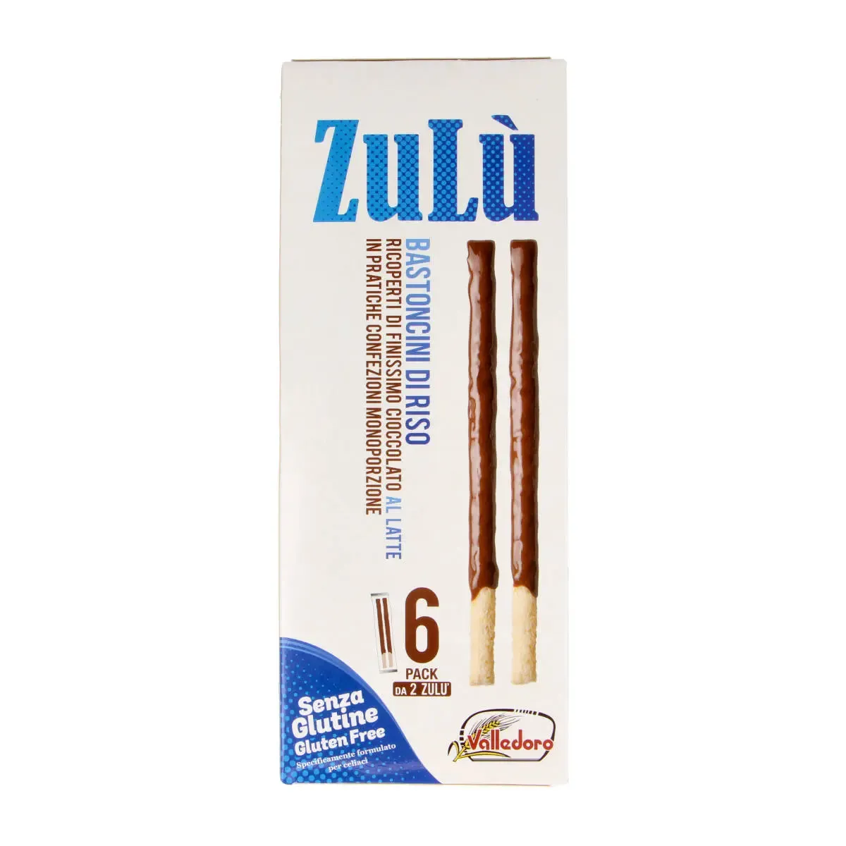 Ryžių lazdelės su pieniniu šokoladu ZULU VALLEDORO, 140 g