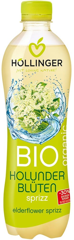 Gazuotas šeivamedžio žiedų gėrimas, ekologiškas HÖLLINGER, 500 ml