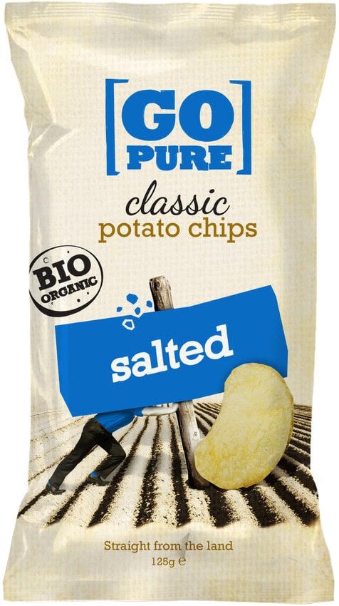 Bulvių traškučiai su jūros druska CLASSIC, ekologiški GO PURE, 125 g