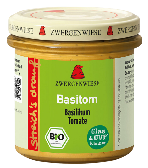 Saulėgrąžų užtepėlė su baziliku ir pomidorais, ekologiška ZWERGENWIESE, 135 g