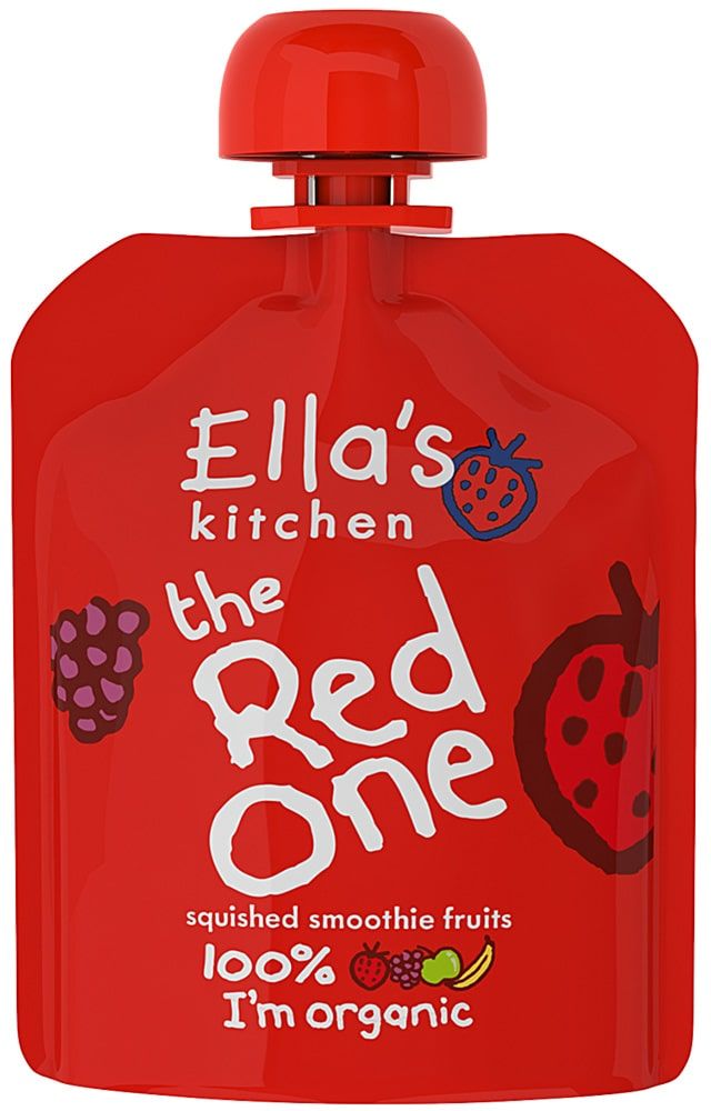 Trinti vaisiai RAUDONA kūdikiams nuo 6 mėn., ekologiški ELLA'S KITCHEN, 90 g
