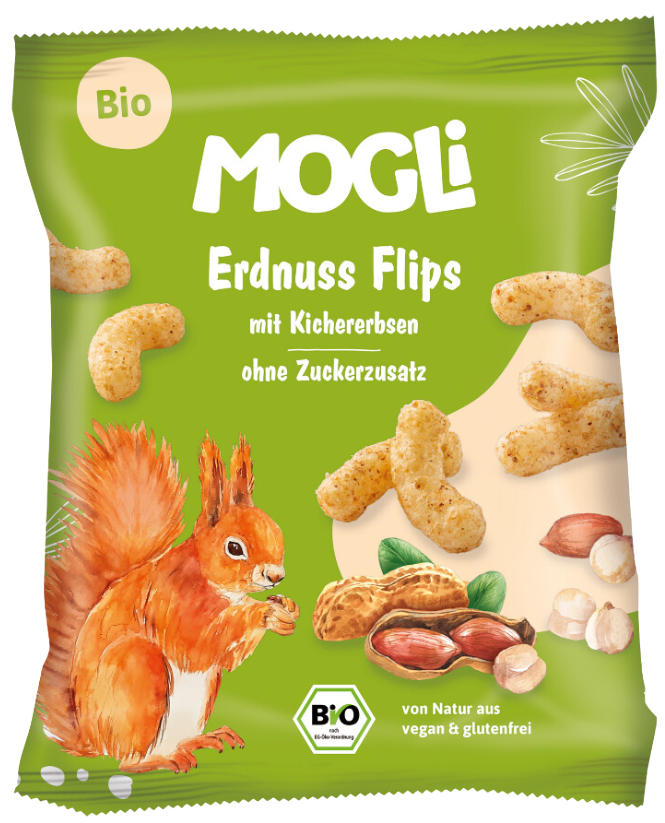 Žemės riešutų ir avinžirnių traškučiai, ekologiški MOGLI, 30 g
