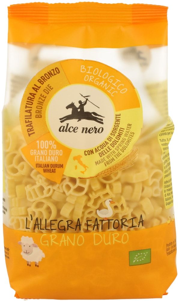 Kietųjų kviečių makaronai „Gyvūnėliai“, ekologiški ALCE NERO, 250 g