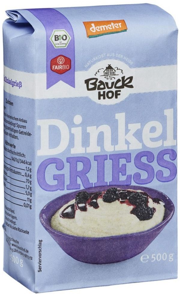 Speltų manų kruopos, biodinaminės BAUCK MÜHLE, 500 g