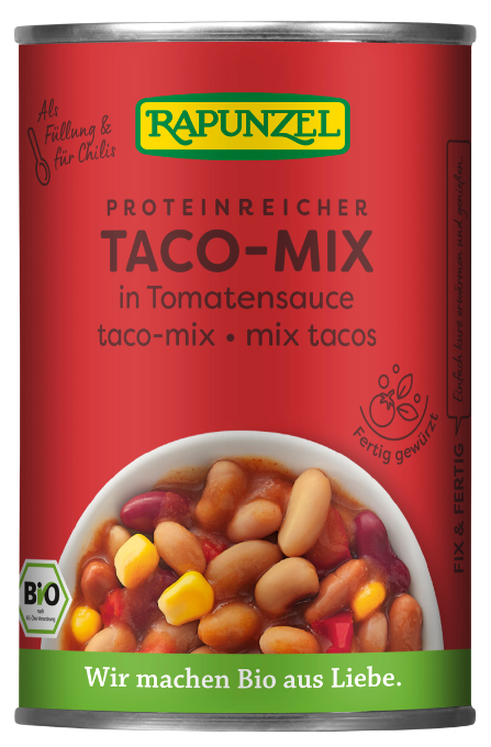 Консервированные бобы в томатном соусе TACO MIX, органические RAPUNZEL, 400 г