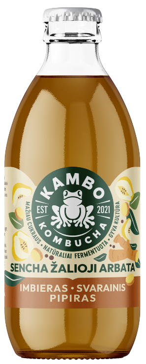Kombučia gėrimas IMBIERAS ·SVARAINIS· PIPIRAS KAMBO KOMBUCHA, 330 ml