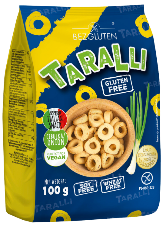 Krekeriai TARALLI su svogūnais, be glitimo BEZGLUTEN, 100 g