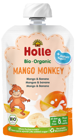Mango and banana puree with yogurt MANGO MONKEY, organic HOLLE, 100 g