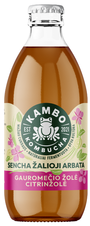 Kombučia gėrimas GAUROMEČIO ŽOLĖ · CITRINŽOLĖ KAMBO KOMBUCHA, 330 ml