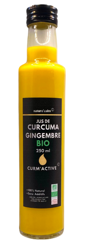 Ciberžolės ir imbiero sultys „Curm'active“, ekologiškos NATURE’CALM, 250 ml