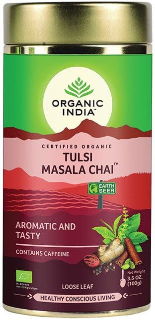 Tulsi arbata su prieskoniais „Chai masala“, biri, ekologiška ORGANIC INDIA, 100 g