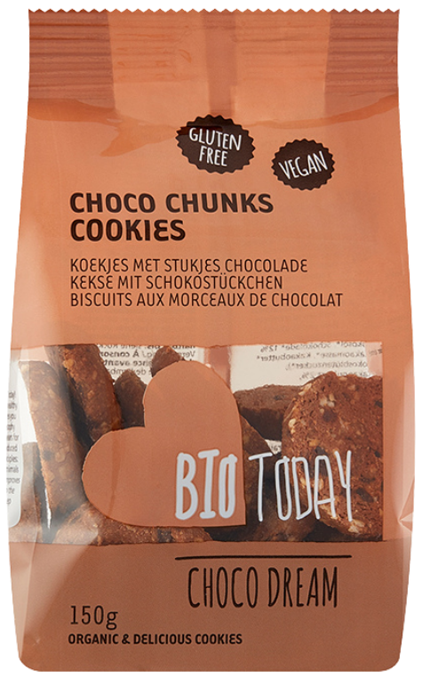 Sausainiai su šokoladu, be glitimo, ekologiški BIO TODAY, 150 g