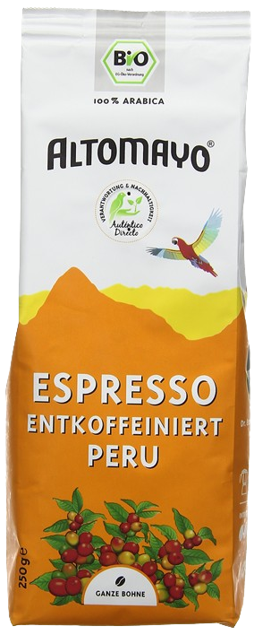 Kavos pupelės ESPRESSO be kofeino, ekologiškos ALTOMAYO, 250 g