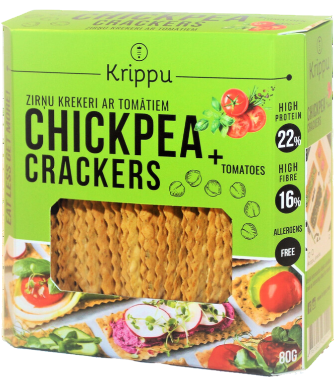 Avinžirnių krekeriai su pomidorais, ekologiški KRIPPU, 80 g