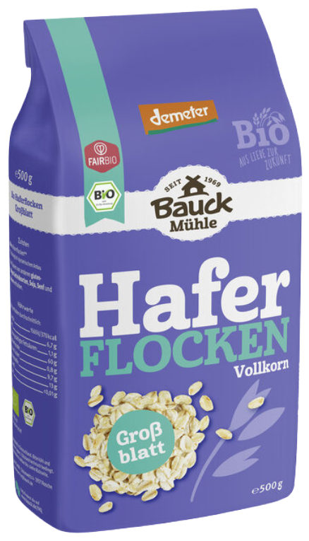 Stambūs avižų dribsniai, biodinaminiai BAUCK MÜHLE, 500 g